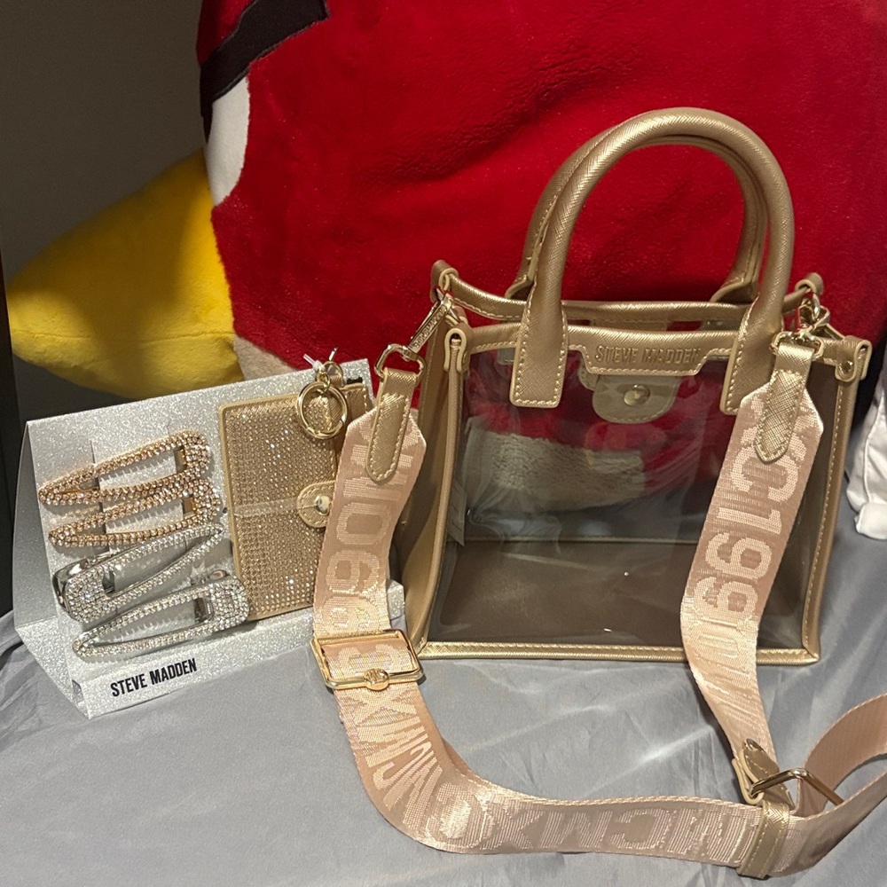 Steve Madden Gold and Tan Transparent Tote
